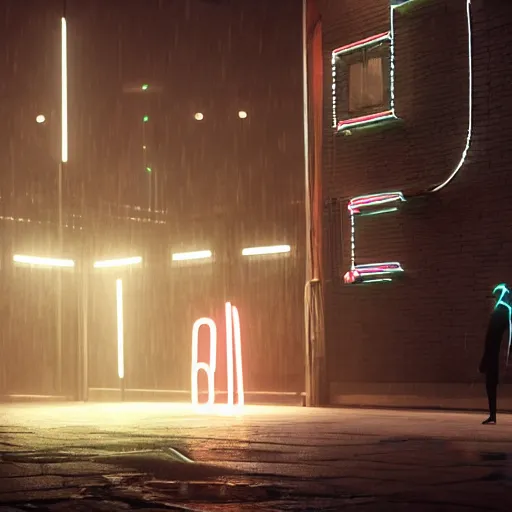 Prompt: a human made out of rain, neon, rendered in octane, unreal engine, highly detailed, realistic, beautiful, emotional, unique