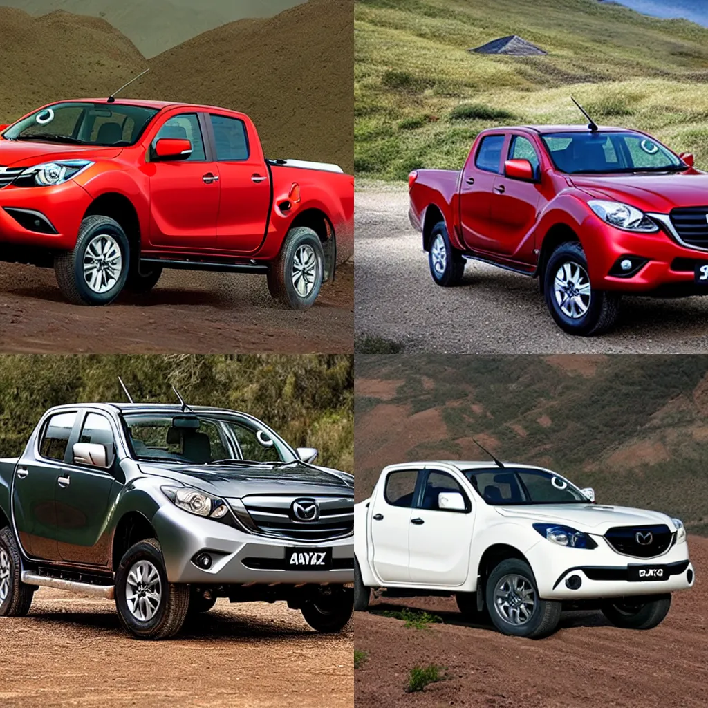 Prompt: a mazda bt 5 0 with legs