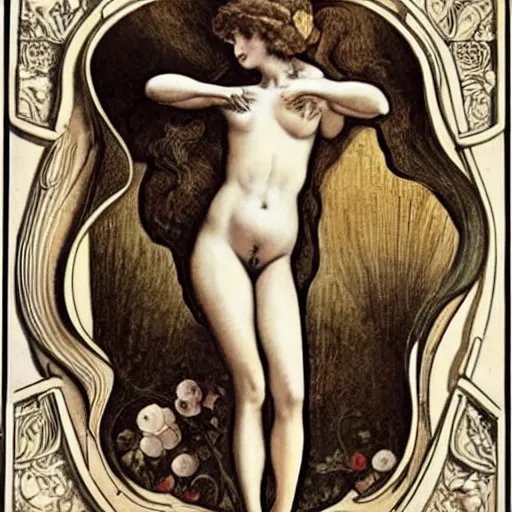 Image similar to An anatomical Venus in Victorian England, art nouveau