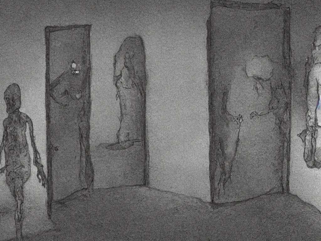 Image similar to SCP-173 in a dark room