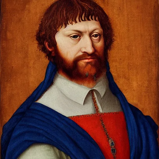 Image similar to a renaissance style portrait painting of TheGrefg
