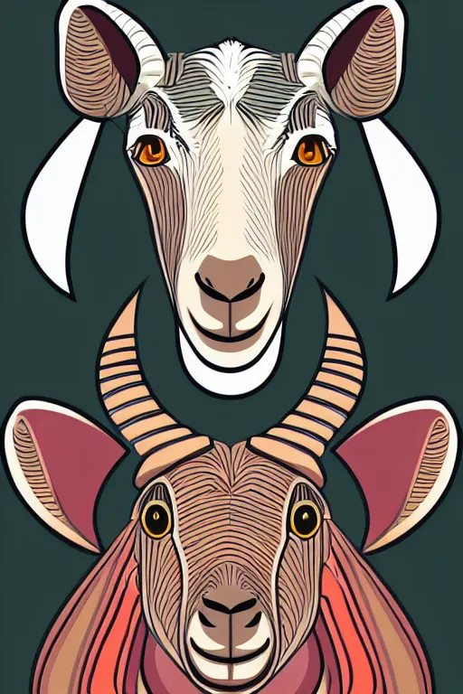 Image similar to Portrait of a goat that is a drug dealer, sticker, andromorphic, colorful, illustration, highly detailed, simple, smooth and clean vector curves, no jagged lines, vector art, smooth