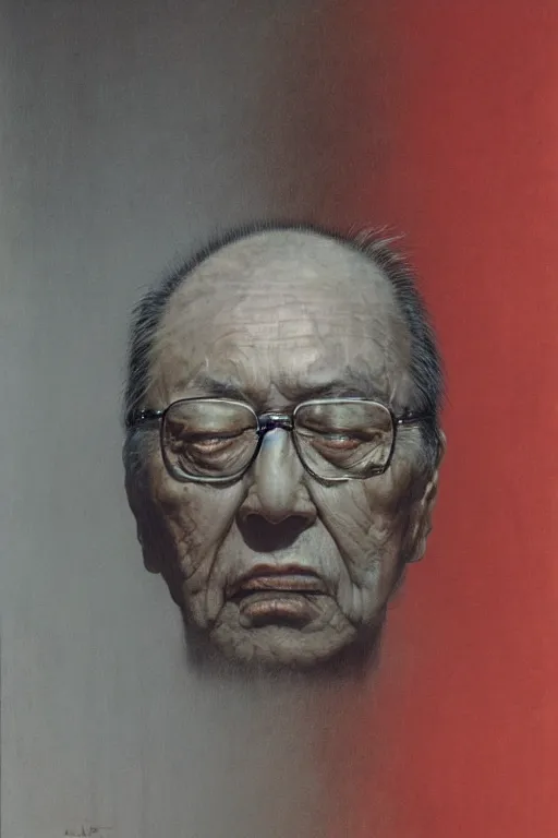 Image similar to portrait of Akira Kurosawa by Zdzislaw Beksinski