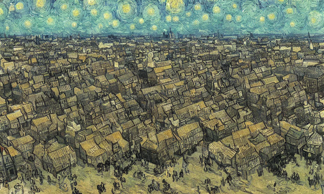 Image similar to highly detailed painting of whitechapel 1888 by van gogh