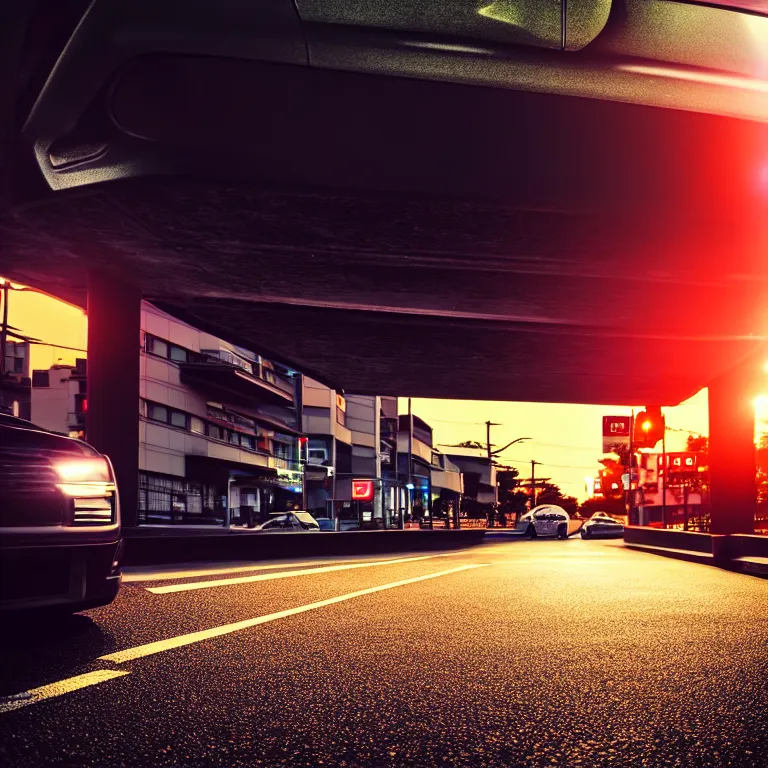 Image similar to close-up-photo TOYOTA XV20 middle of street, sunset kanagawa prefecture, night, cinematic color, photorealistic, highly detailed,