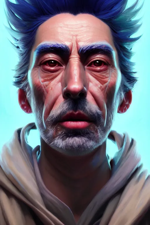 Prompt: ultra detailed facial portrait rick sanchez, extremely detailed digital painting, in the style of fenghua zhong and ruan jia and jeremy lipking and peter mohrbacher, mystical colors, rim light, beautiful lighting, 8 k, stunning scene, raytracing, octane, trending on artstation