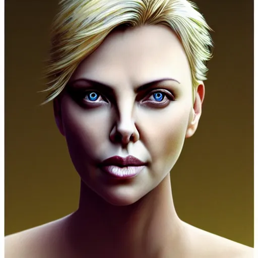 Image similar to nature photography of cherlize theron face fused with a heron fish ( ( charlize theron fish hybrid with charlize theron face ) ), charlize theron sentient fish face, by greg rutkowski