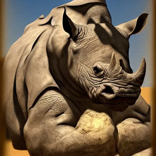 Prompt: a righteous rhino in Ancient Egypt