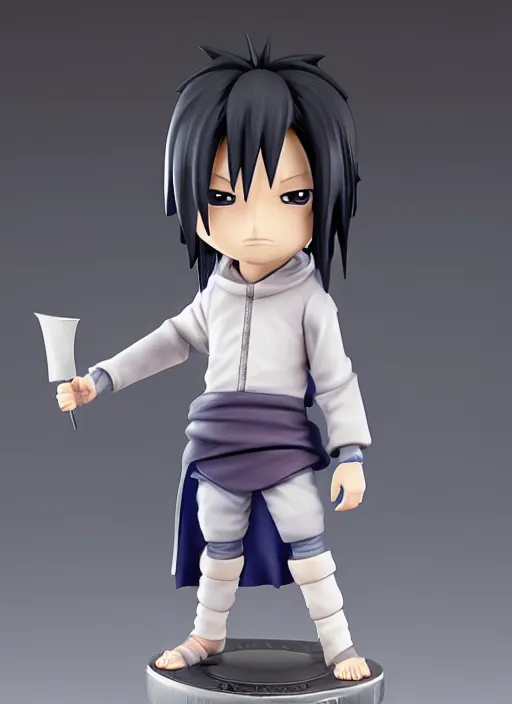 Image similar to chibi uchiha sasuke anime figurine, electricity, art by gerald brom, greg rutkowski and artgerm and james jean and zdzisław beksinski, unreal engine, studio lighting