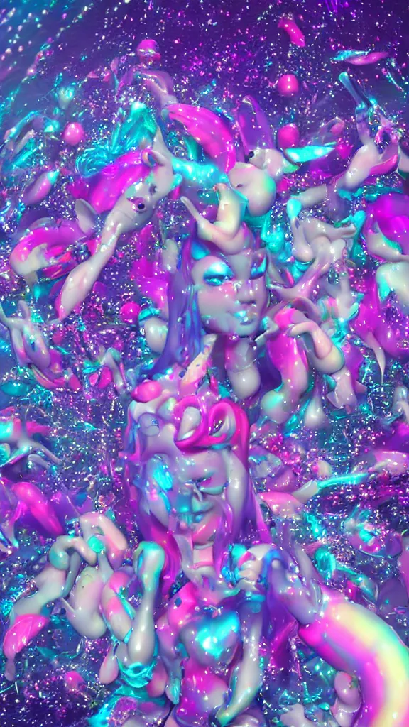 Image similar to popworld 3 d y 2 k dolphins and sparkles, seapunk