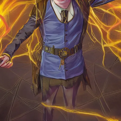 Prompt: magician tarot cards, the lightning spellbook, character design, scene art, rich colors, detailed realistic rendering, by stephan pui - mun law, station, star harry james potter, by rebecca yanovskaya, ar 1 0 : 5