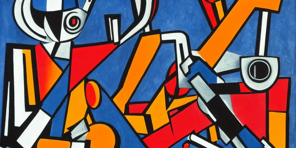 Image similar to A new painting by Fortunato Depero depicting a robot