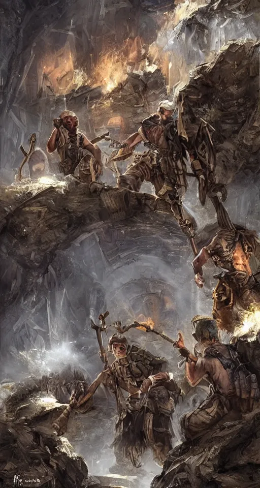 Prompt: Breaker boys working in a mine, epic fantasy art style HD