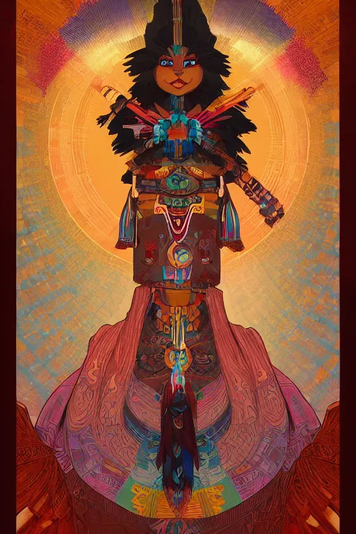 Image similar to Hopi kachina, symmetrical features, cinematic lighting, soft bokeh, fantasy, modern, colourful, highly detailed, digital painting, artstation, deviantart, concept art, sharp focus, illustration, by alphonse mucha