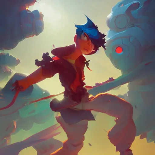 Image similar to hero world fooly cooly, behance hd by jesper ejsing, by rhads, makoto shinkai and lois van baarle, ilya kuvshinov, rossdraws global illumination