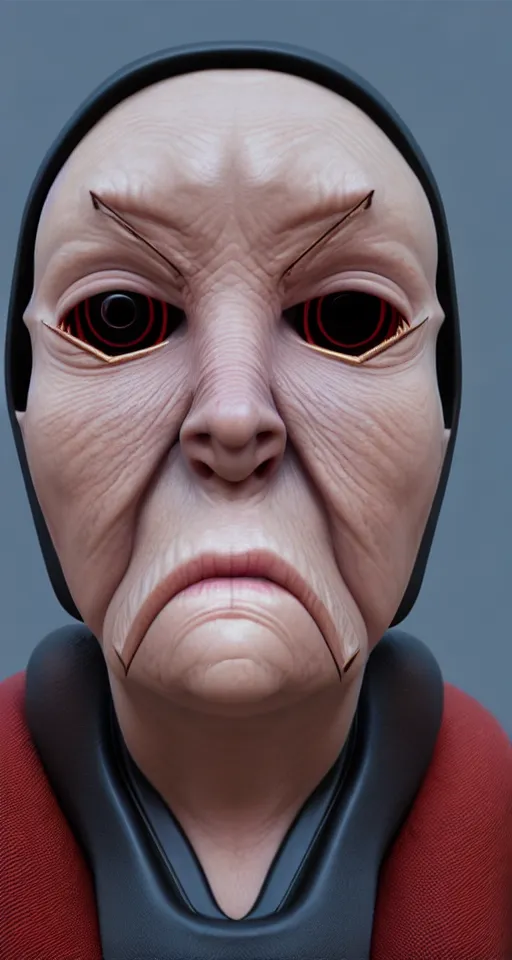 Prompt: close up face ugly granny cyborg, trending artstaition, unreal engine