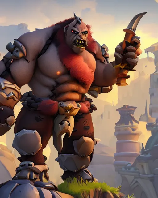 Image similar to orc with sword playable hero character in overwatch