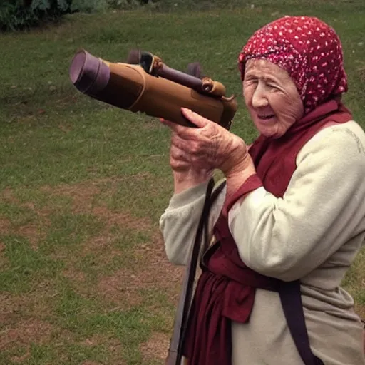 Image similar to babushka with machine gun