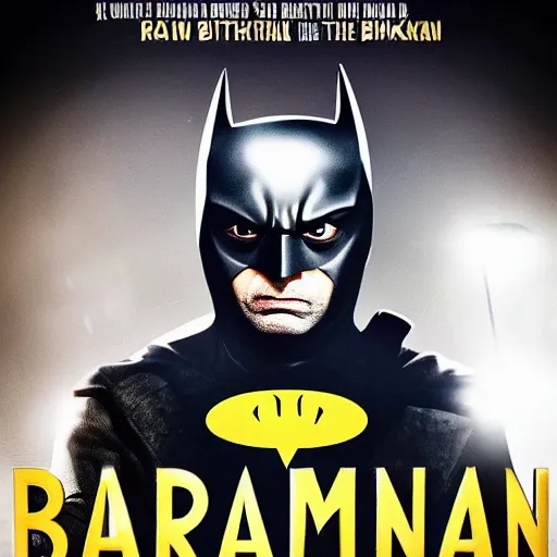 Image similar to rowan atkinson plays batman in this gritty reboot of the batman franchise, movie poster, 2 0 2 0