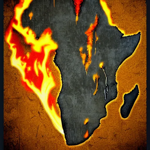 Image similar to someone didn't bless the rains down in africa, therefore setting africa on fire