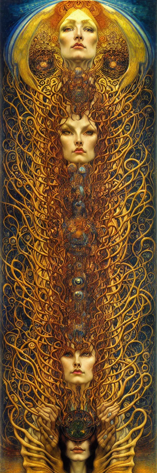 Image similar to Divine Chaos Engine by Karol Bak, Jean Delville, William Blake, Gustav Klimt, and Vincent Van Gogh, symbolist, visionary