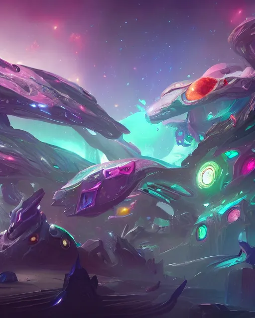 Prompt: Enormous spaulders made of galaxies and sci fi parts conjuring cosmic energy, surrealism, smooth, intricate, elegant, galactic energy, power aura, neon glowing spells, digital painting, artstation, concept art, high tech fantasy, sharp focus, illustration, art by Jason Chan and Riot Studios and Blizzard Studios