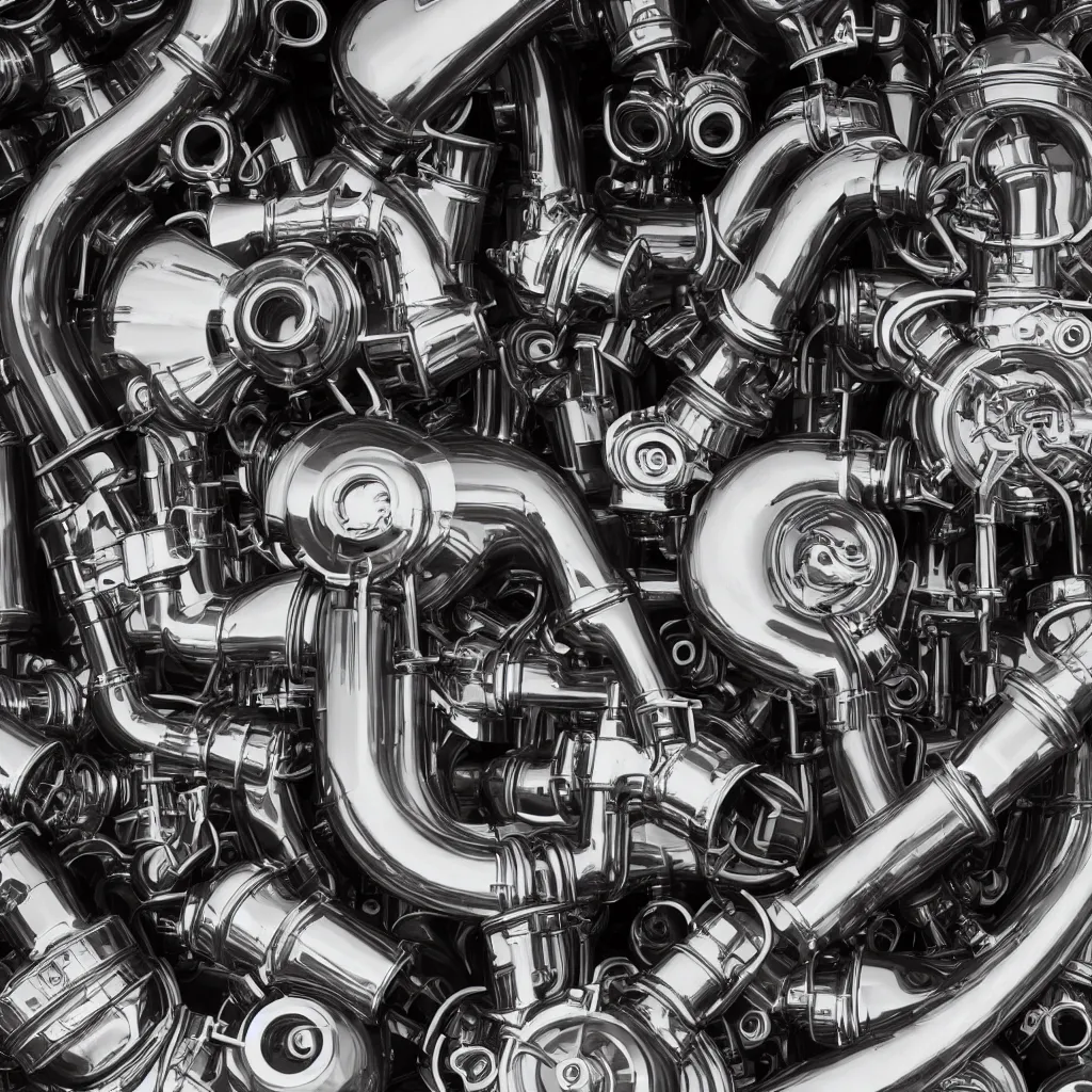 Image similar to eight cylinder engine with beer cans instead of pistons very detailed, 4 k, professional photography