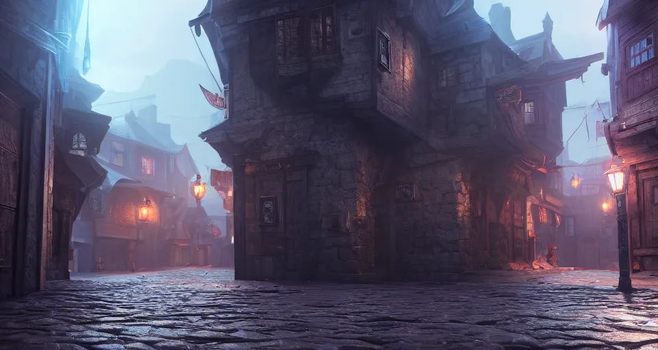 Prompt: The streets of Baldur's Gate, 3D video game, atmosphere, octane render, depth of field, unreal engine 5, vibrant color, trending on artstation, ultra high detail, ultra realistic, cinematic, focused, 8k