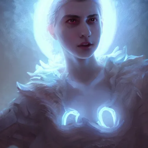 Prompt: white wolf god, huggy wuggy from poppy playtime video game, fullbody, ultra high detailed, glowing lights, oil painting, greg rutkowski, charlie bowater, beeple, unreal 5, daz, hyperrealistic, octane render, rpg portrait, dynamic lighting, fantasy art, beautiful face