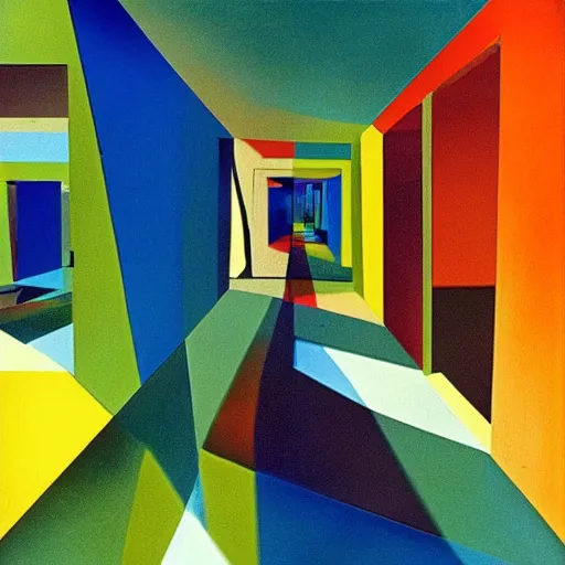 Prompt: colorful liminal space by Salvador Dali, shiny floors, minimalist, stunning, light and shadows, horror