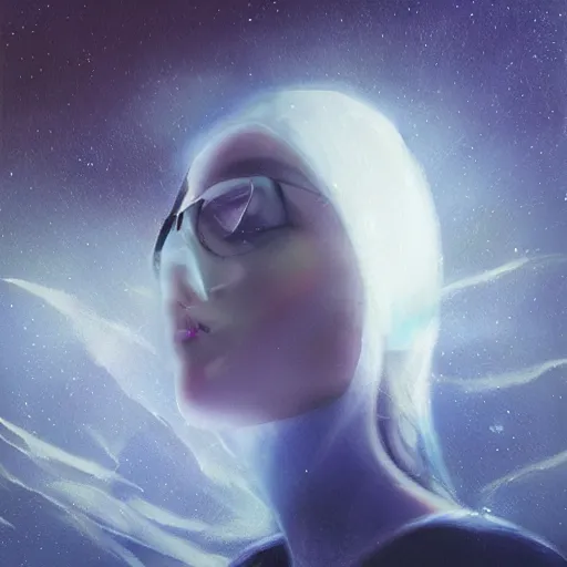 Prompt: 3 d, sci - fi, night, moon, moon rays, fashion model face looking forward, cinematic, clouds, vogue cover style, blue mood, realistic painting, intricate oil painting, high detail illustration, figurative art, multiple exposure, poster art, 3 d, by tooth wu and wlop and beeple and greg rutkowski