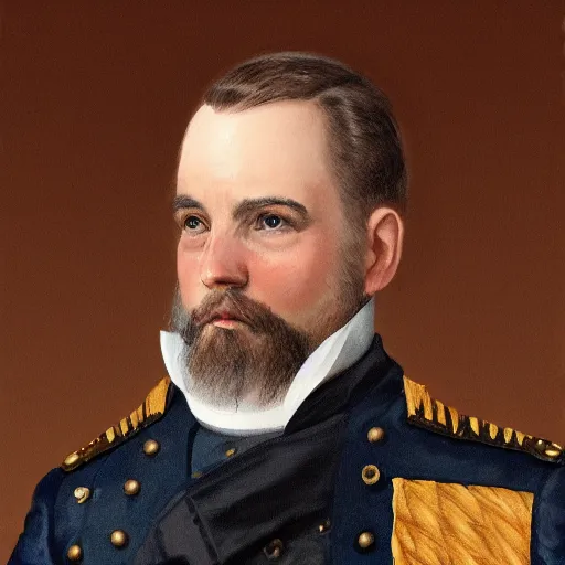 Prompt: man wearing a 19th century admiral uniform, official portrait, elegant, highly detailed, digital painting, artstation, concept art, matte, sharp focus, illustration