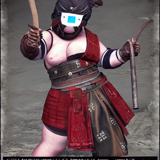 Prompt: faceless, tetsubo wielding masked femshugoki o - yoroi, kabuto, forhonorgame, ukiyo - e