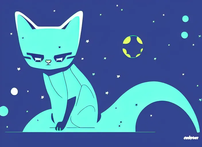 Image similar to digital art minimal vector cat space scifi!!! detailed wallpaper trending on artstation