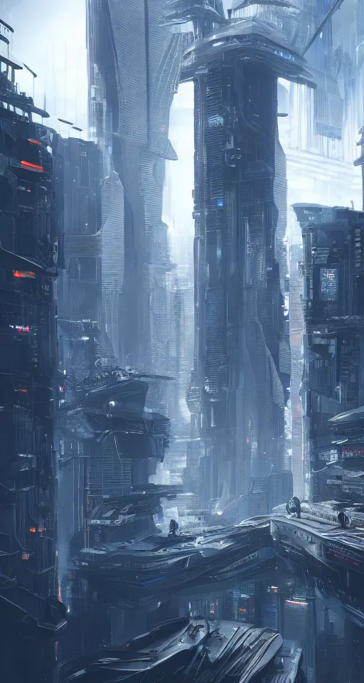 Image similar to huge futuristic building, in style of cyberpunk, detailed, sharp, 8 k