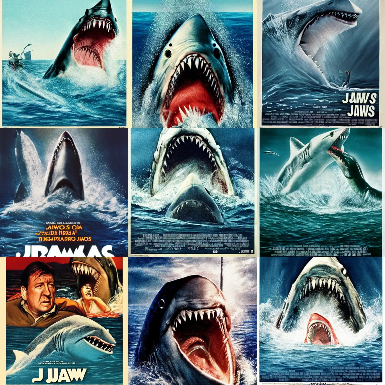 Prompt: jaws movie poster
