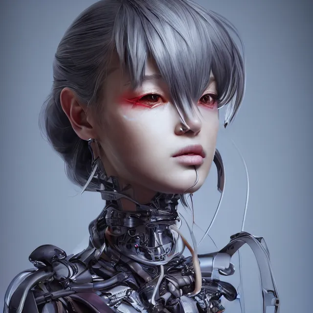 Prompt: studio portrait of neutral good colorful female cyborg as absurdly beautiful, elegant, young sensual anime girl, ultrafine hyperrealistic detailed face illustration by kim jung gi, irakli nadar, intricate linework, sharp focus, bright colors, matte, octopath traveler, final fantasy, unreal engine highly rendered, global illumination, radiant light, intricate environment