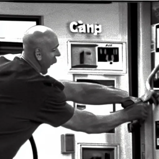 Image similar to CCTV footage of Mr. Clean robbing a gas station