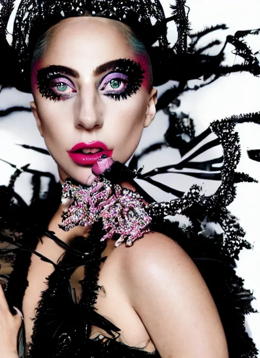 Prompt: lady gaga photohoot by mario testino and nick knight , vogue magazine, Highly realistic. High resolution. Highly detailed. Dramatic. 8k.4k.