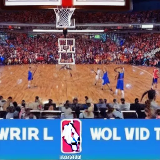 Image similar to everyone in the world watching basketball on a large video screen, 4 k