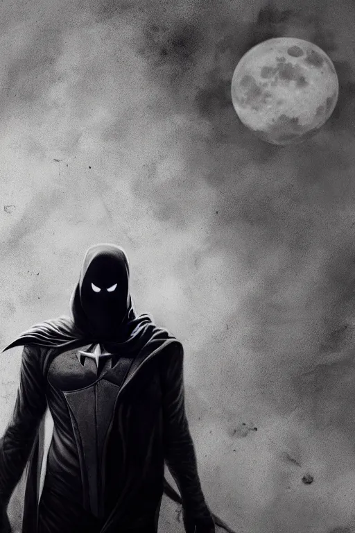 Moon Knight Wallpaper 4K, Monochrome, Marvel Comics