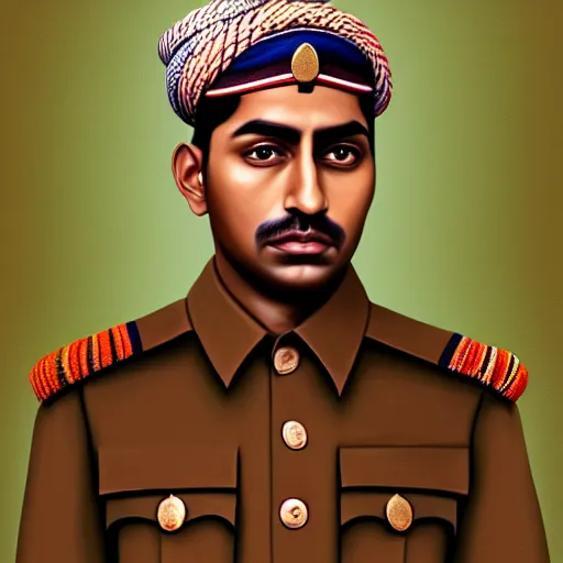 Image similar to a painting of a brown men standing in khakhi uniform, hyperrealistic faces, detailed digital art, aesthetic!, trending on artstation