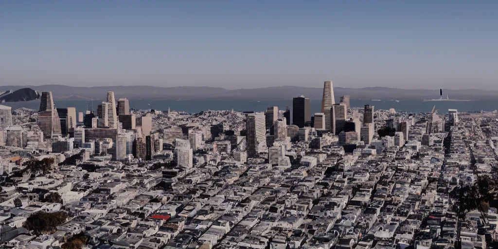 Prompt: san francisco in the future year 2 0 8 0, 5 0 mm photography, 4 k, hd