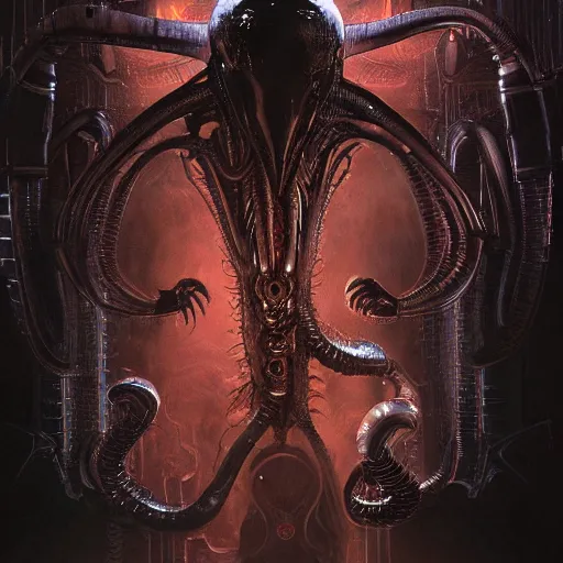 Prompt: mickey mouse xenomorph chimera lurkin in dark room portrait, designed by h. r. giger, highly intricate detailed 8 k ultrarealistic octane render by artgerm and rutkowski and mucha