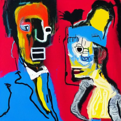 Image similar to man and woman, in the style of Basquiat