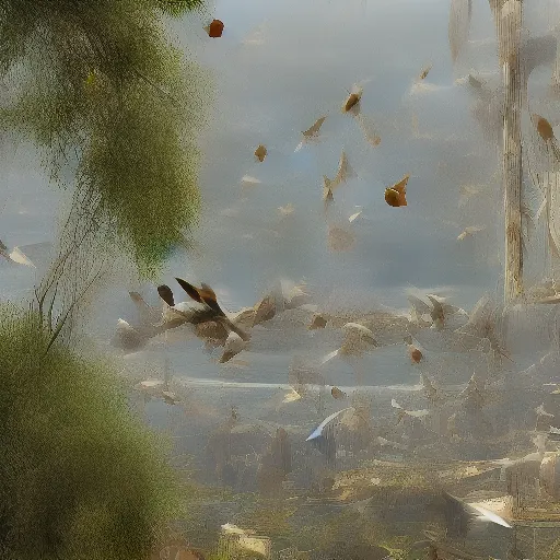 Image similar to nest birds city landscape photorealistic