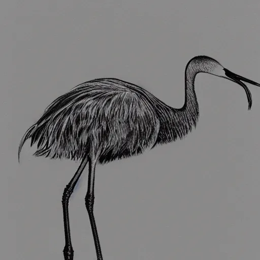 Prompt: biological drawing of crane