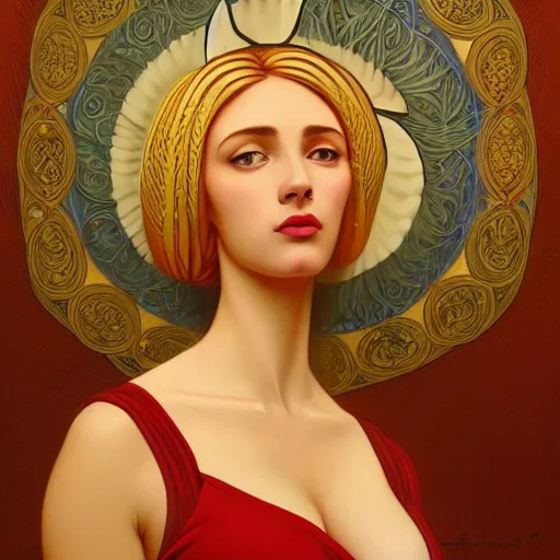 Prompt: portrait woman, homer simpson, trojan, red trees, intricate, elegant, highly detailed, digital painting, artstation, concept art, smooth, sharp focus, illustration, art by artgerm and greg rutkowski and alphonse mucha and william - adolphe bouguereau