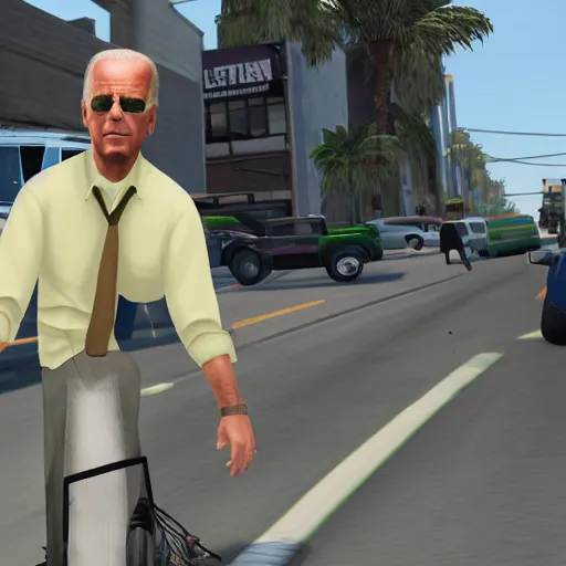 Prompt: Joe Biden in Grand Theft Auto San Andreas