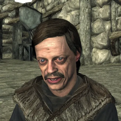 Prompt: Steve Buscemi in Skyrim